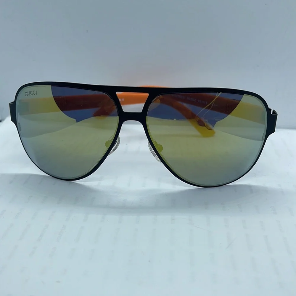 Brand new Gucci Sunglass Unisex GG2252/s Black with Orange Mirror lenses - Picture 6 of 8
